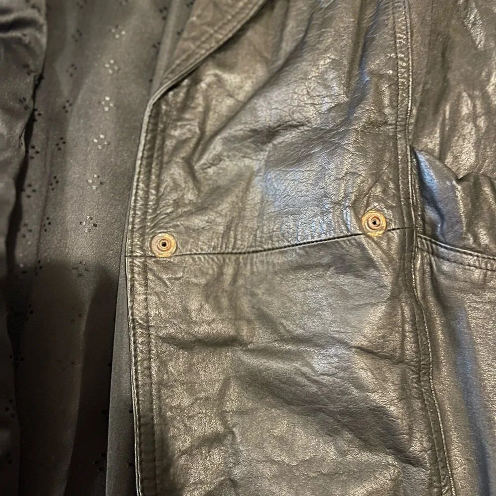 VTG Natural leather long jacket/ coat size M BLACK Turkey - Picture 11 of 11